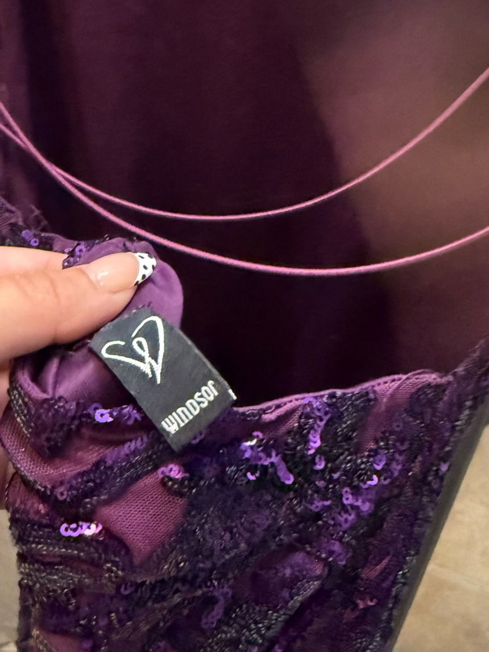 Windsor Deep Purple Sequin Strapless Evening Dress - Picture 3 of 4